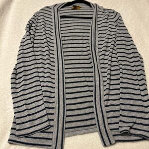 Striped Gray and Black Women's Cardigan